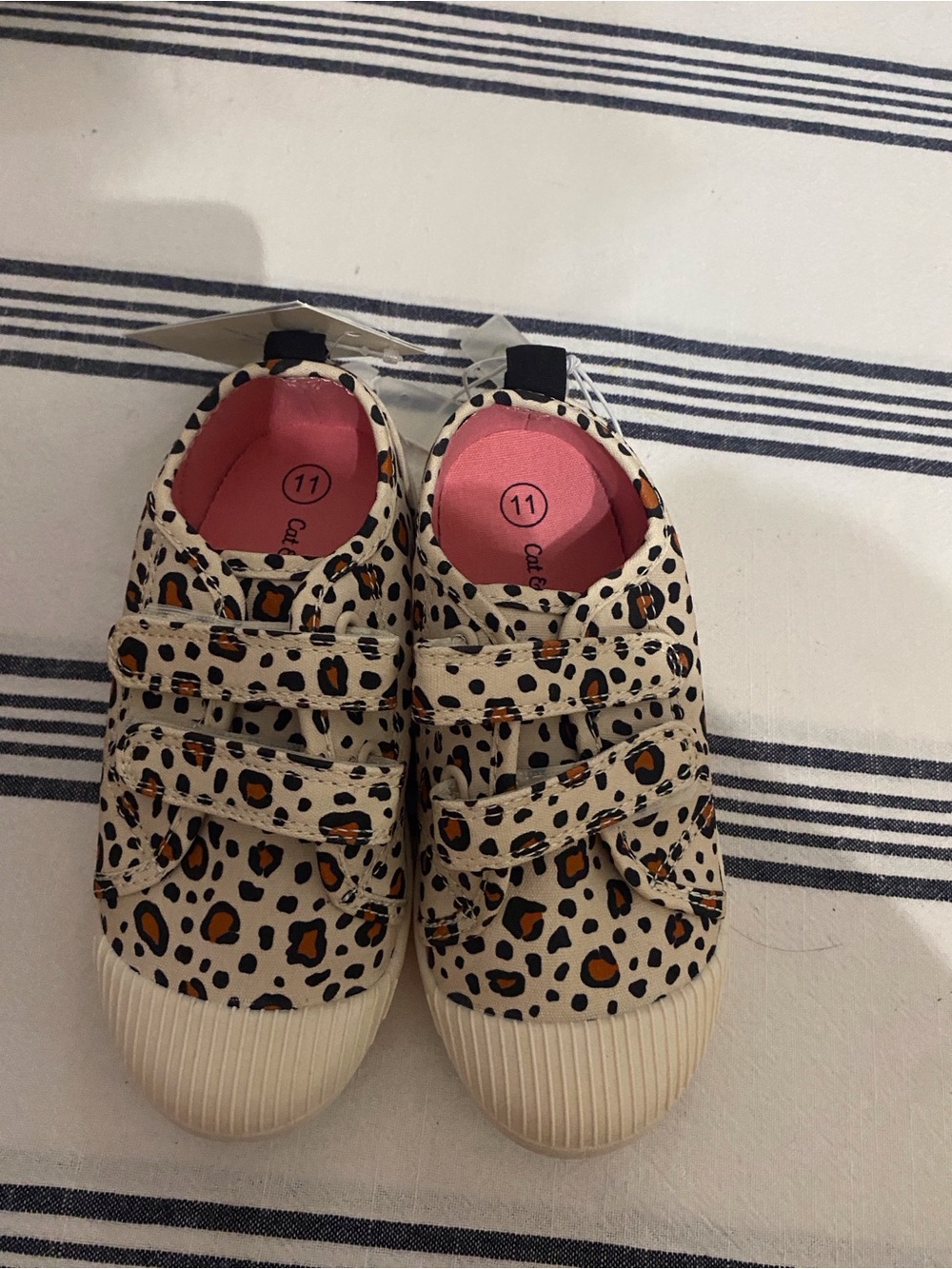 Cat & Jack Leopard Print Velcro Sneakers with Pink Insole
